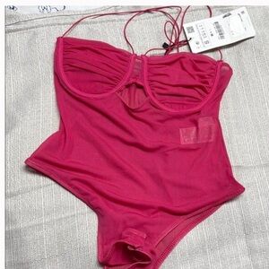 Zara Fuchsia Bustier Bodysuit with Adjustable Straps